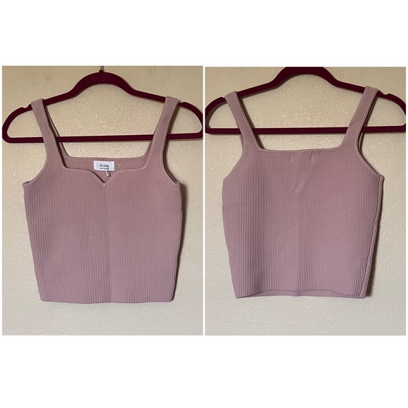NWT Bluivy Essential Ribbed Knit Sleeveless Tank Top Lavender Blush Dusty Pink - Picture 4 of 12
